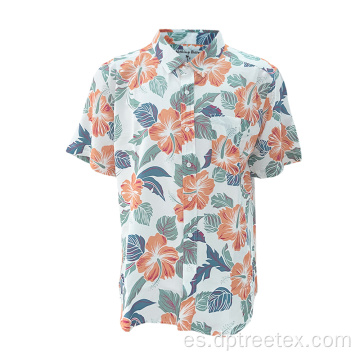 Diseño personalizado para hombres Rayon Floral Casual Camisetas hawaianas